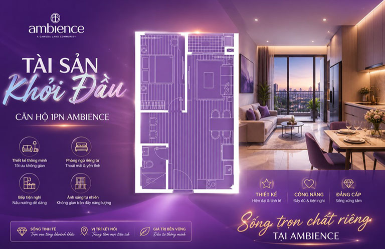 Căn hộ 1PN Ambience | Tài sản khởi đầu chọn theo gu hay tiềm năng tăng giá 1 can ho 1pn ambience tai san khoi dau 1
